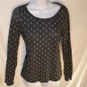 Aeropostale Gray Anchor Logo Top Size M